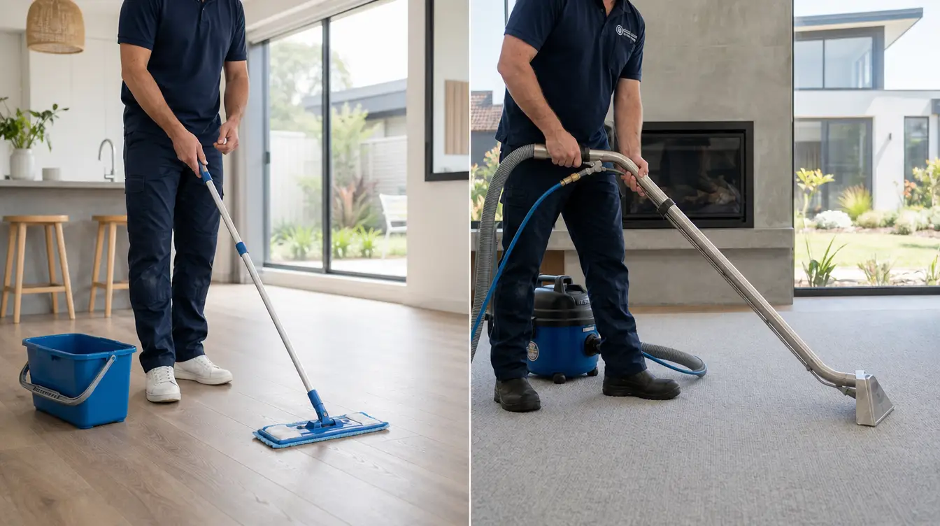NDIS cleaning services comparison - general domestic mopping versus professional carpet steam cleaning