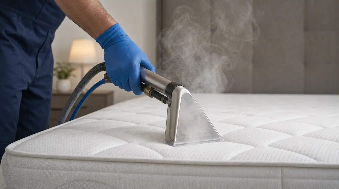 Professional steam extraction wand sanitising mattress for NDIS participant - Right Price Carpet Cleaning Melbourne