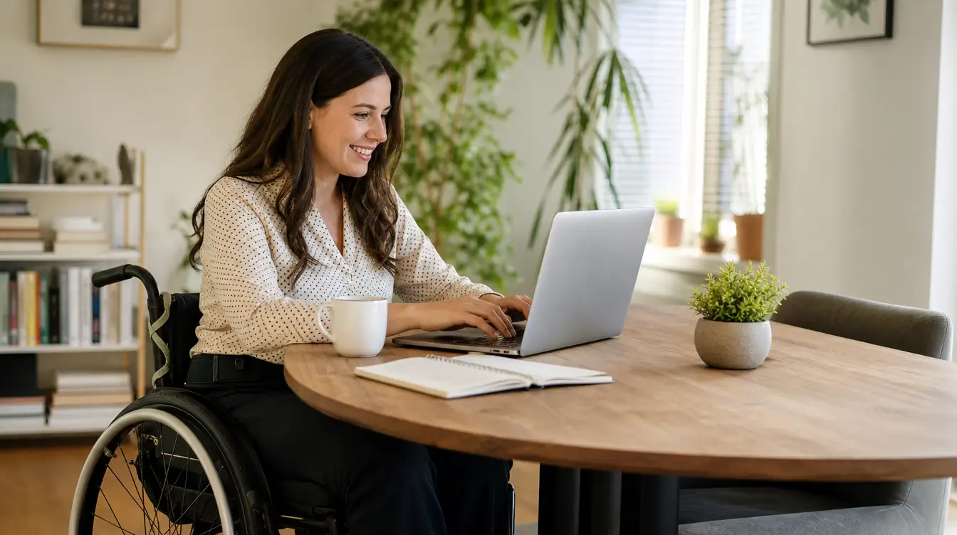 NDIS self-managed participant in wheelchair booking carpet cleaning service online at home