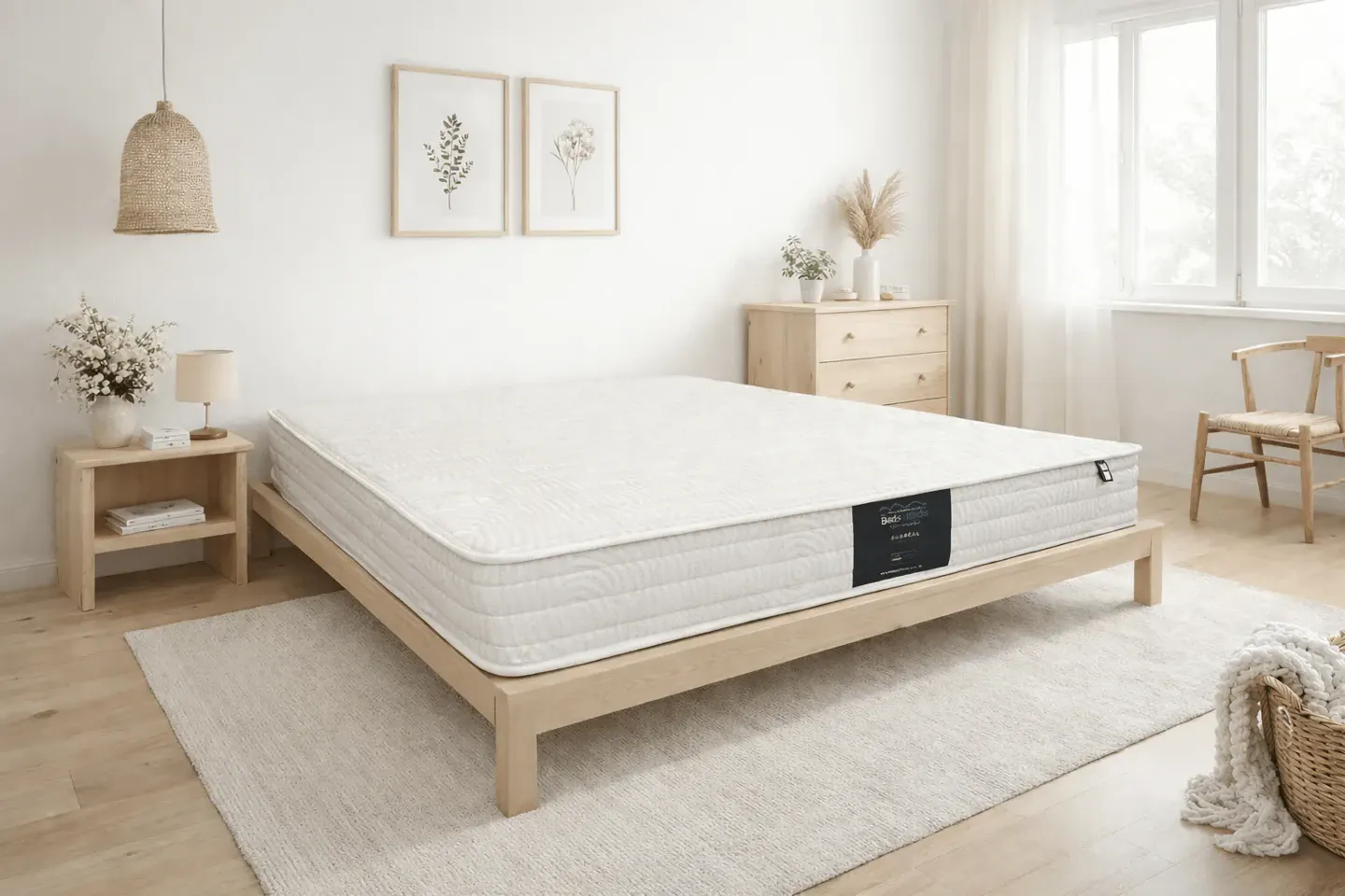 Freshly cleaned mattress on a bed frame in a styled Melbourne bedroom